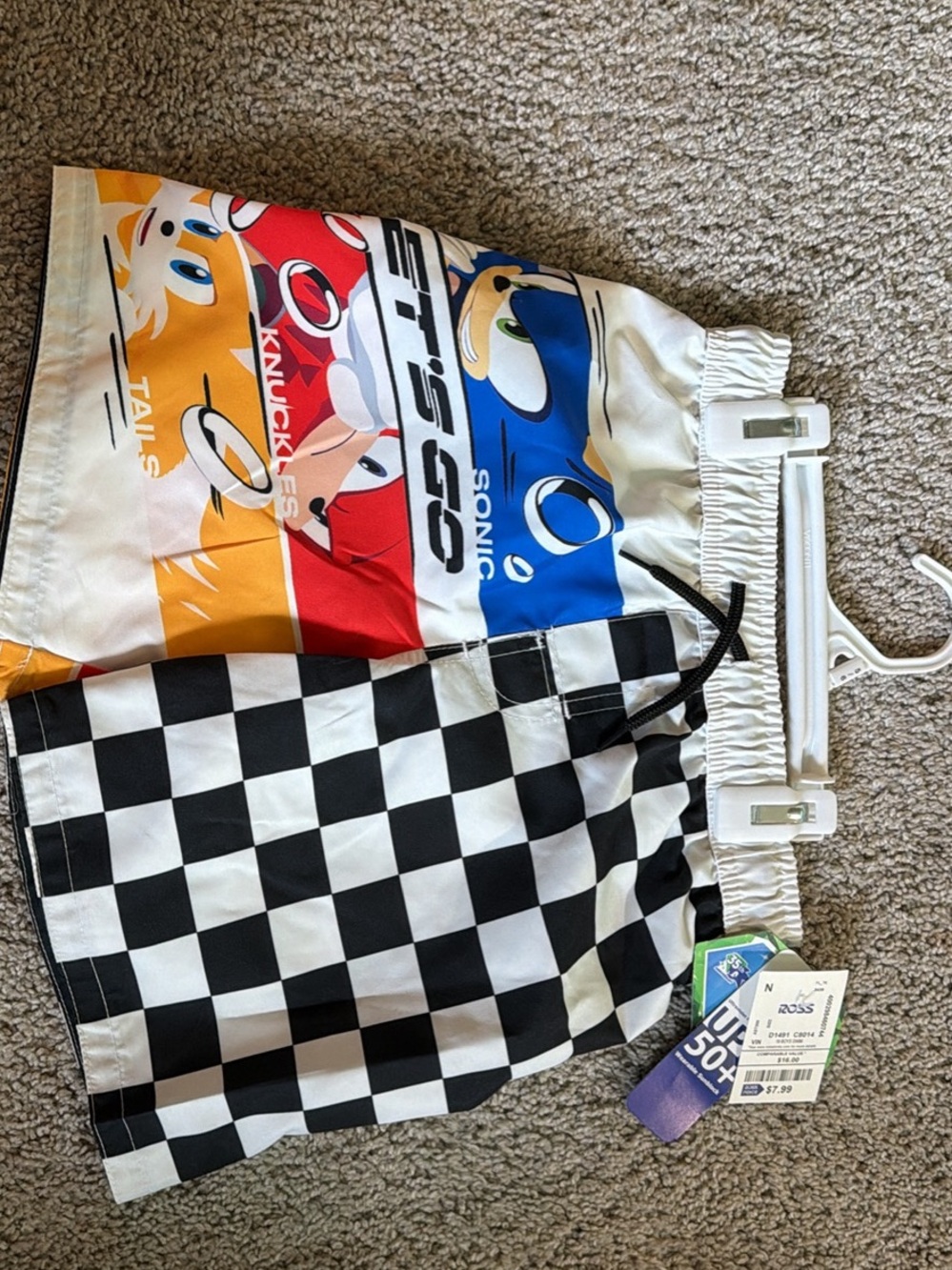 Sonic Kids' Multi-Color Swim Trunks - Racing Stripe & Checkerboard